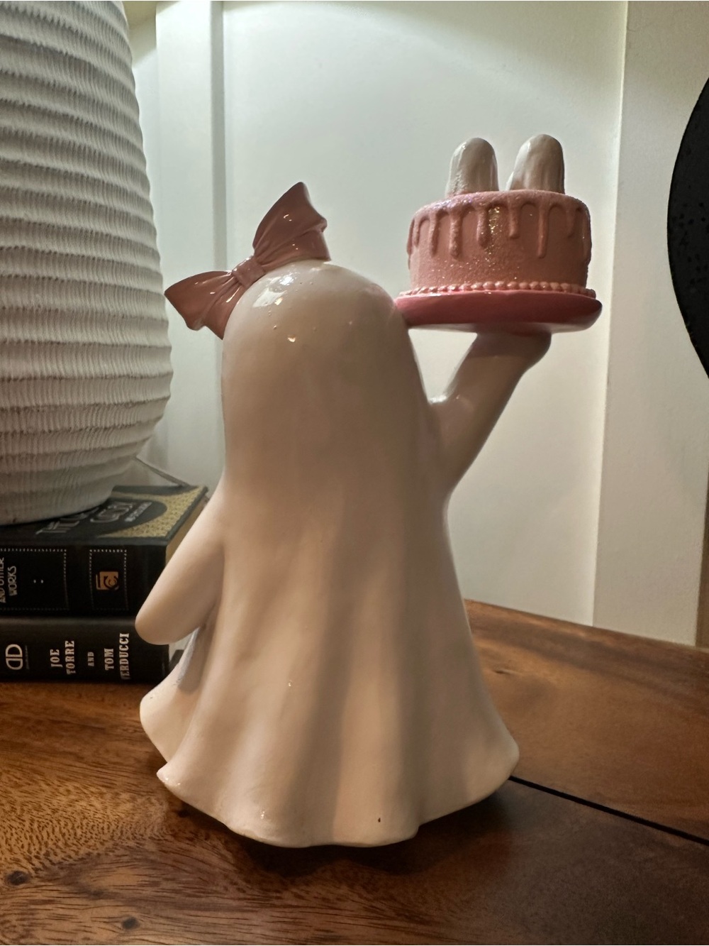 Pink Coquette Ghost Holding Haunted Cake Halloween Decor Statue Figure Viral - Picture 6 of 7